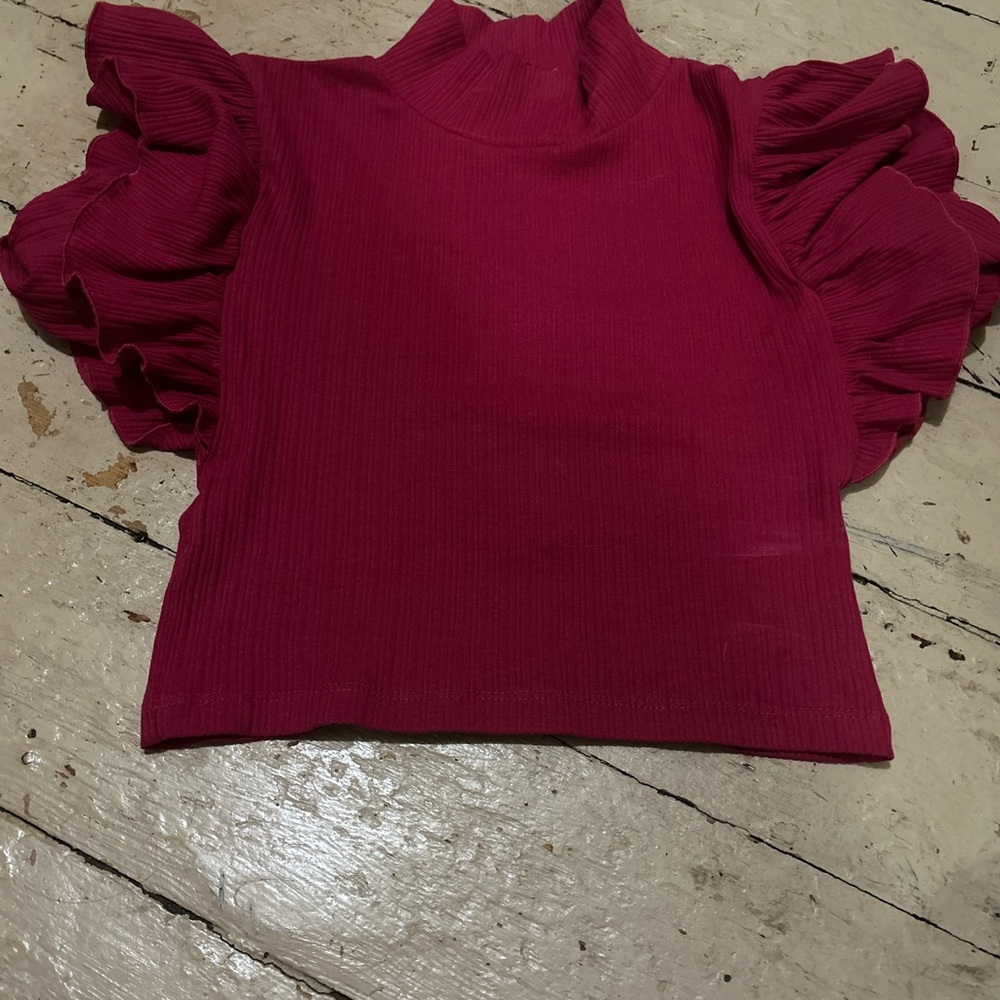 Zara Ruffled Sleeve Blouse - Deep Pink
